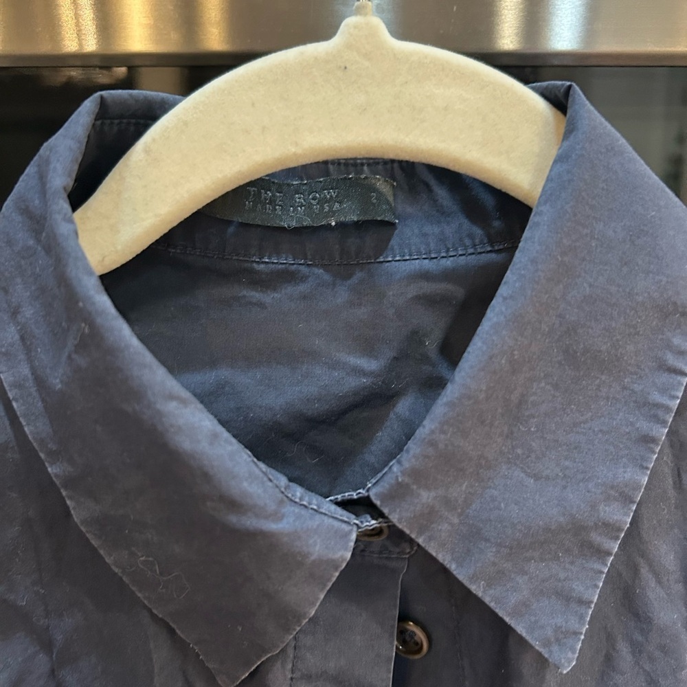 The Row Navy Blouse size 2 has slight wear overall GUC - Picture 6 of 7
